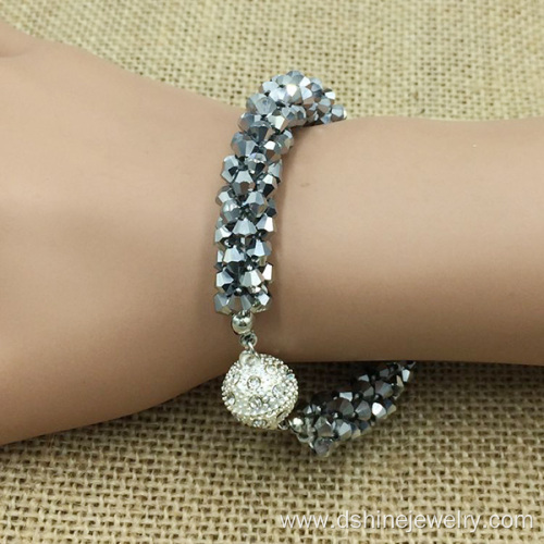 Crystal Mini Beads Rhinestone Ball Magnet Bracelet For Women